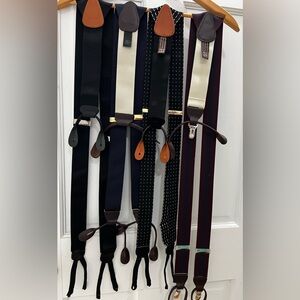 Brooks Brothers/Trafalgar Men’s Suspenders. Striped, Navy, Black,Four in All.